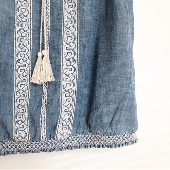 Lucky Brand Denim Boho Peasant Top - Picture 4 of 8